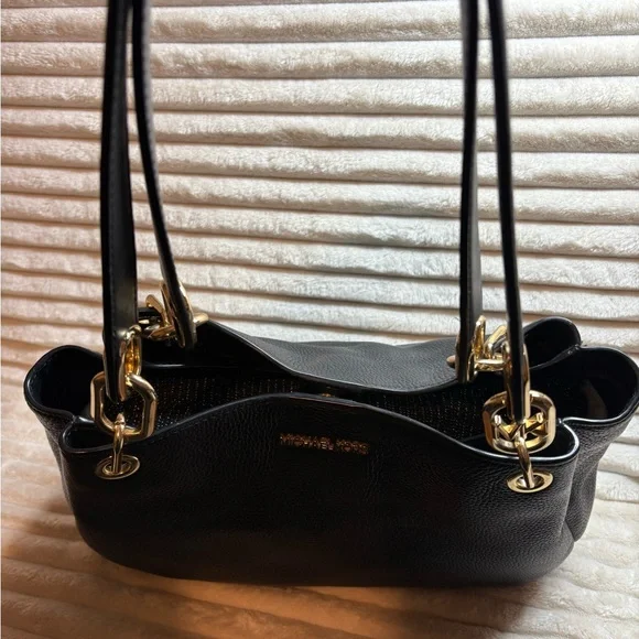 SOLD - SOLD   Michael Kors Black Shoulder Bag with Gold Accents - Picture 5 of 9